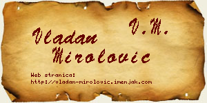 Vladan Mirolović vizit kartica